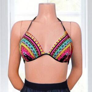 European Aztec-Tribal pattern halter padded Bikini- NWOT